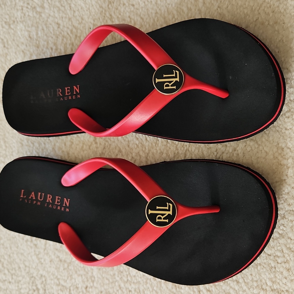 Lauren Ralph Lauren Women's Red Jelly Flip Flops Size 8